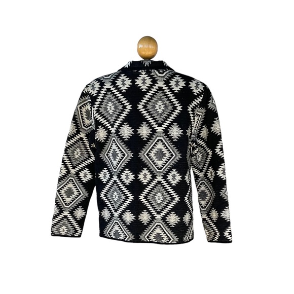 Jane Ashley Jacket Petite MED Jacket Black/Off White Woven Boho Relaxed Soft EUC - Picture 3 of 3